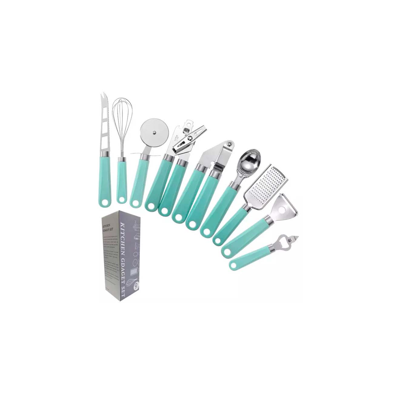 UTENCILIOS DE ACERO INOX 9 PZAS VERDE