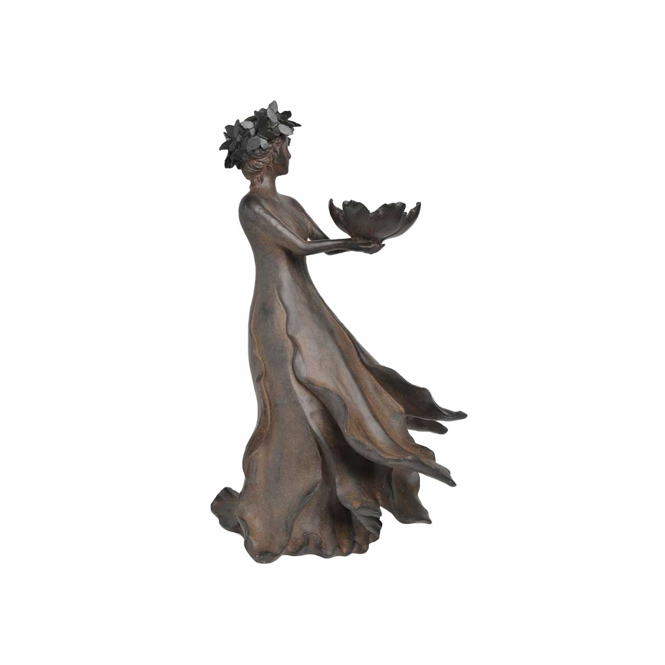 scultura decorativa de mujer de resina gris oscuro