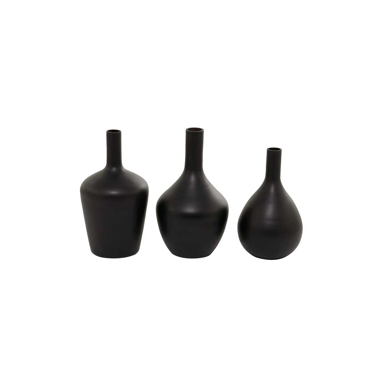 Juego de 3 Jarrón decorativo de vidrio negro