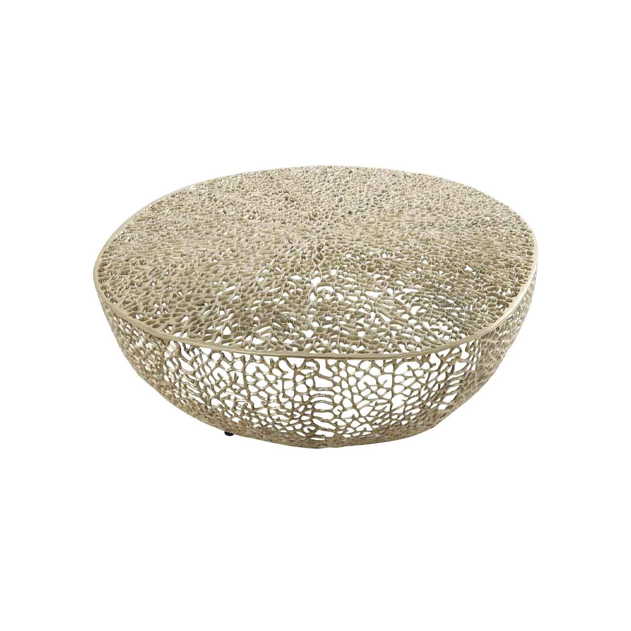 Mesa de centro abstracta de coral, de aluminio dorado y metal