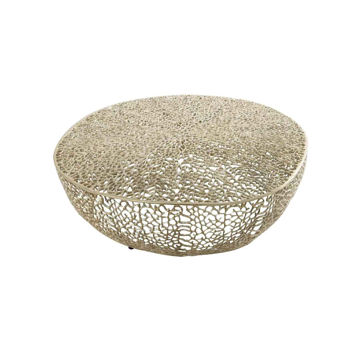 Mesa de centro abstracta de coral, de aluminio dorado y metal