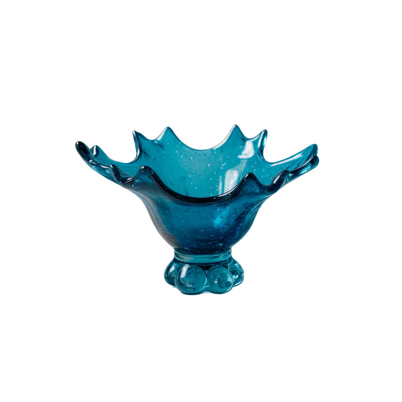 Cuenco decorativo de vidrio azul oscuro con forma de tulipán