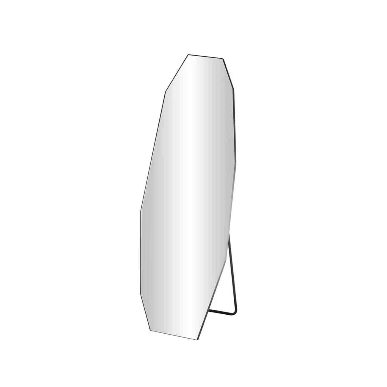 Espejo de piso minimalista, plegable, de metal negro