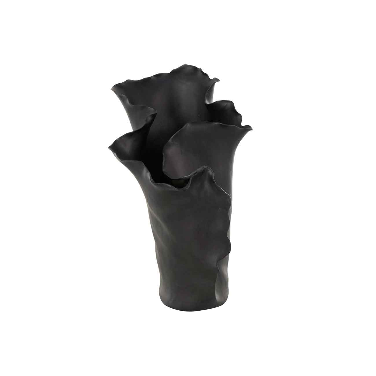 Jarrón decorativo de cerámica negra CosmoLiving by Cosmopolitan con diseño floral abstracto