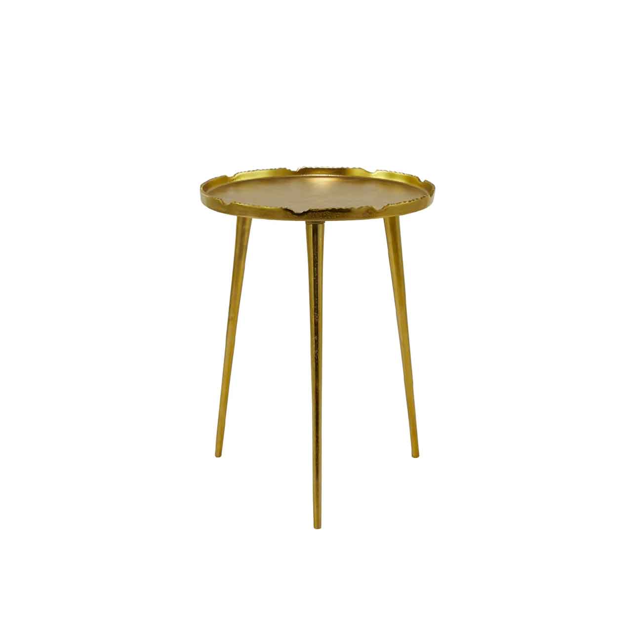 Mesa auxiliar de aluminio dorado con bandeja