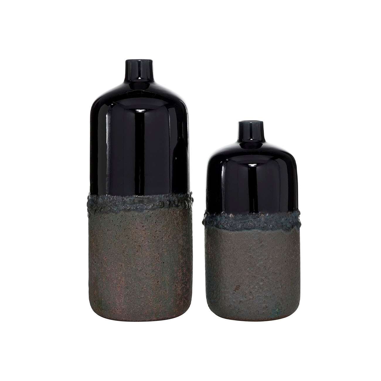 Juego de 2 Jarrónes decorativos de cerámica negra