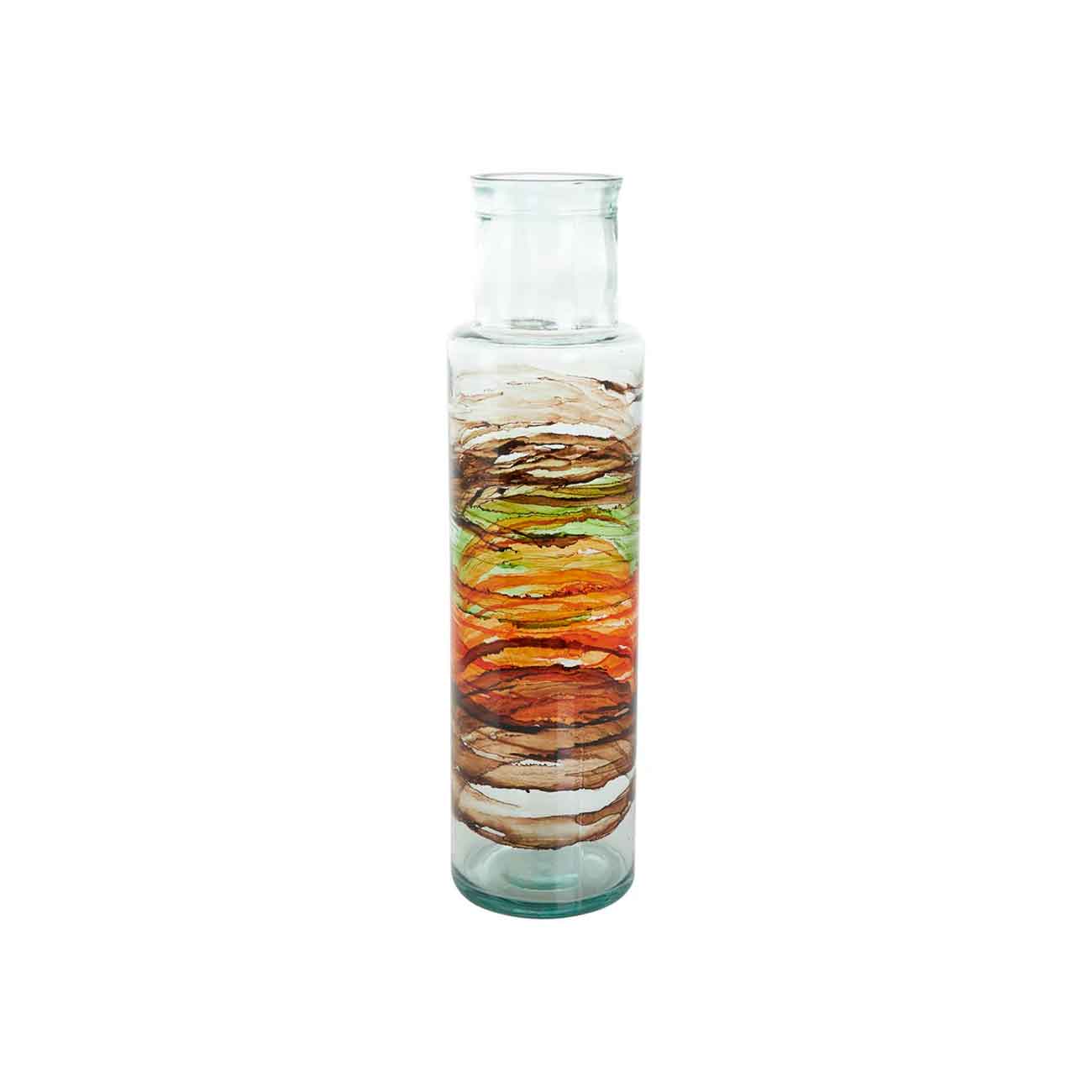 Jarrón decorativo de cuello de botella español, fino, abstracto, de vidrio reciclado multicolor