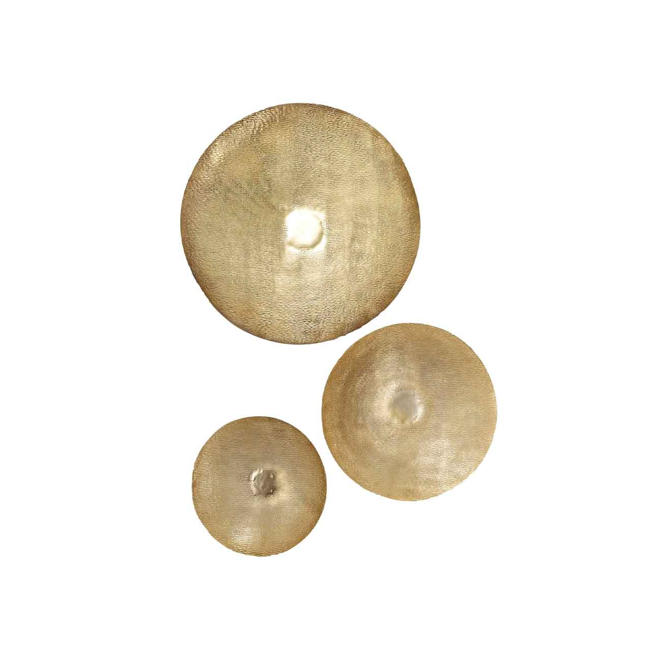 Juego de 3 Placas de metal dorado, disco metálico grande