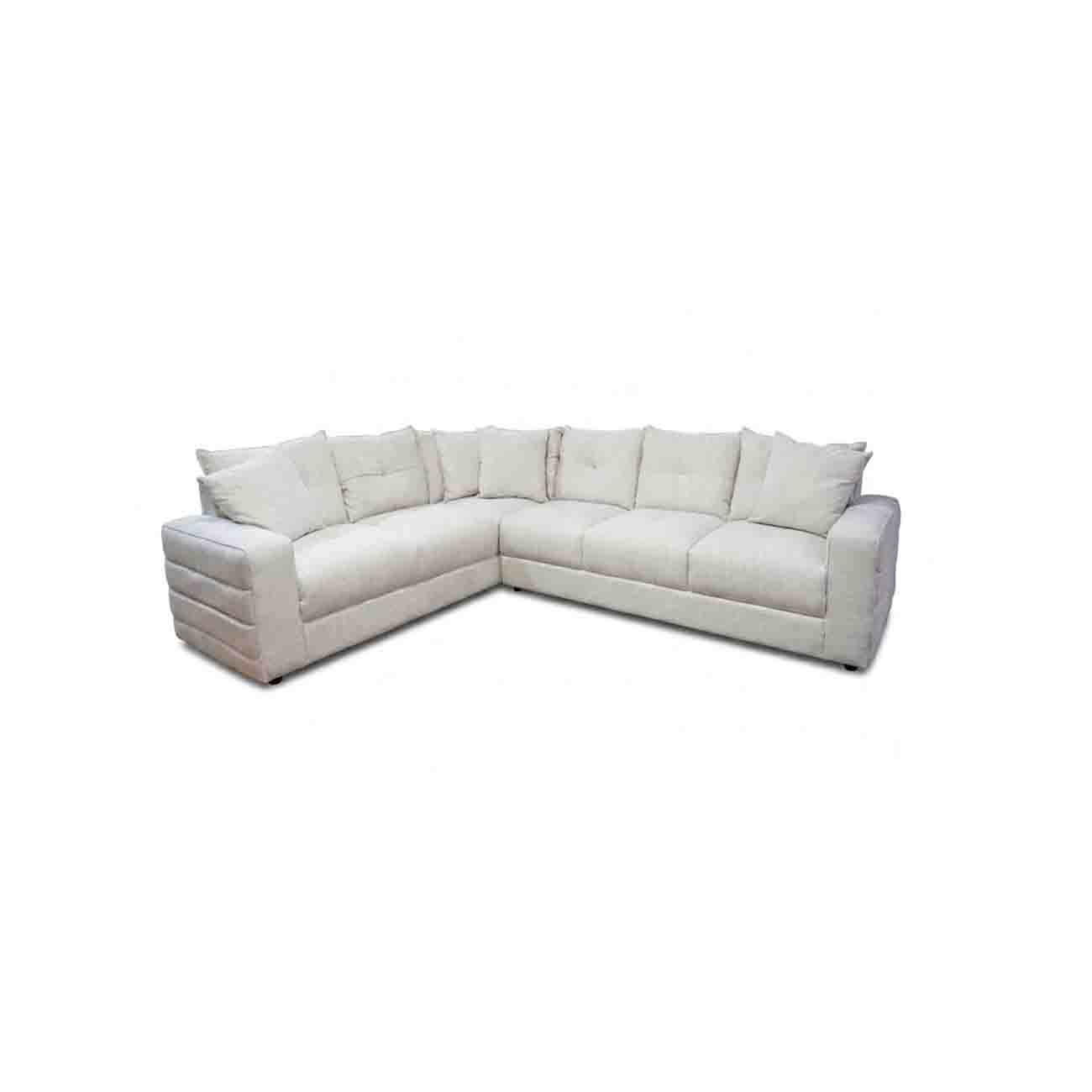 Sala modular Merida color beige con cojines decorativos