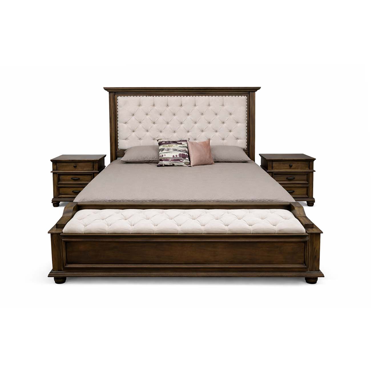 Recamara formada de cama ks y dos buros