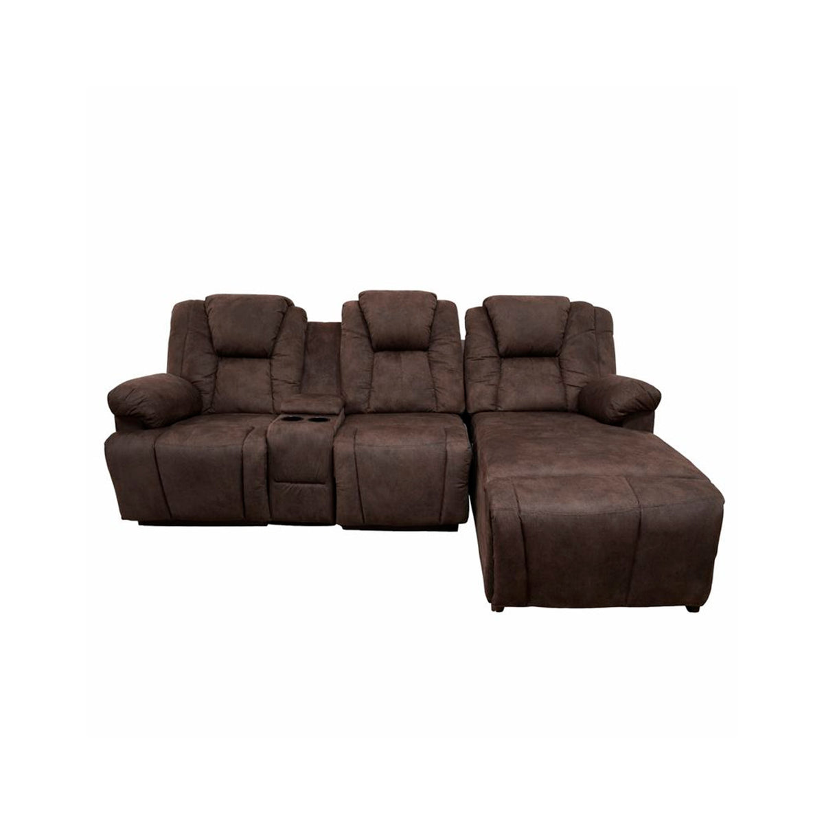 Sala esquinera River Down color chocolate con Chaise longue y reclinable de gatillo