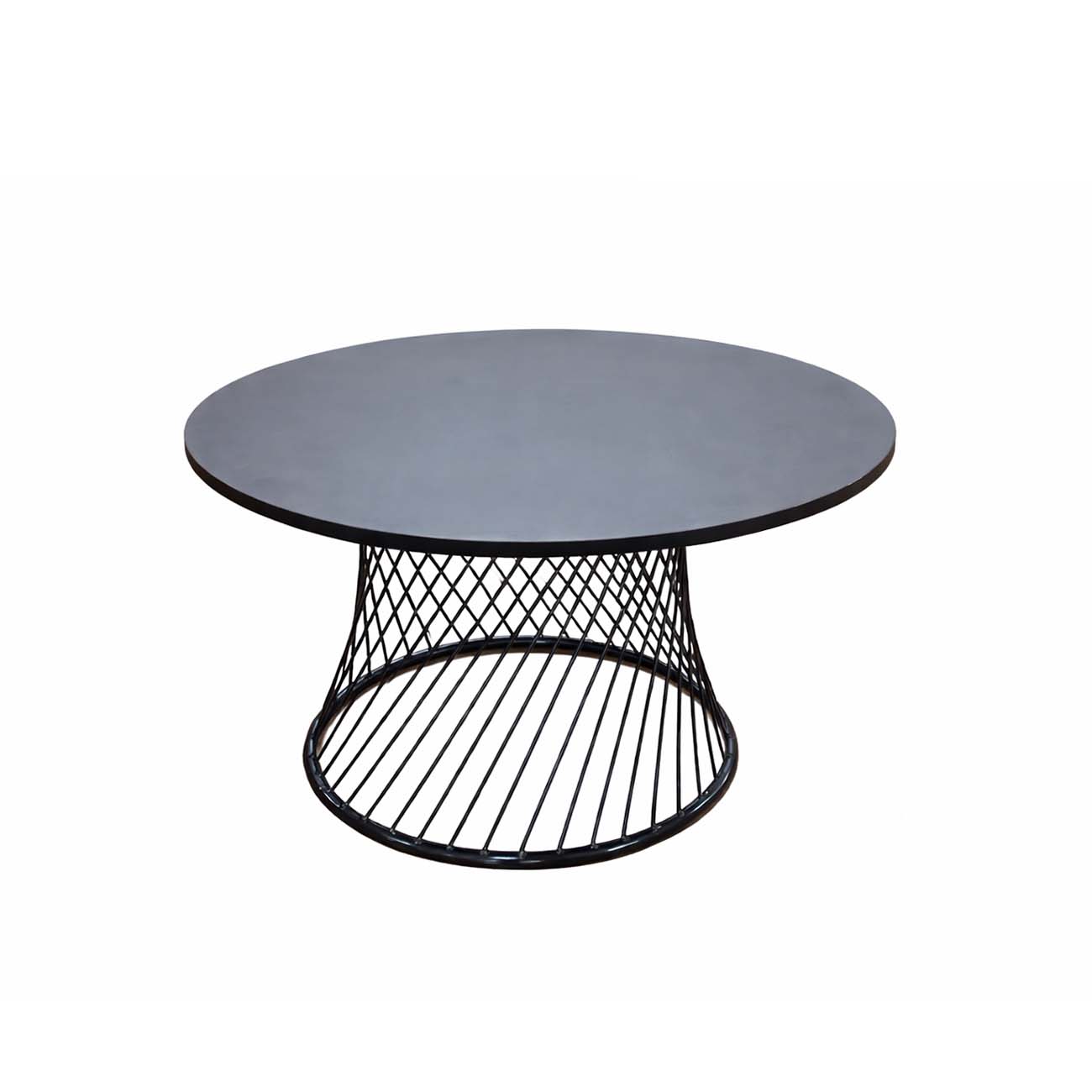 Mesa de centro Noruega negro martillada cubierta rustica (redonda )