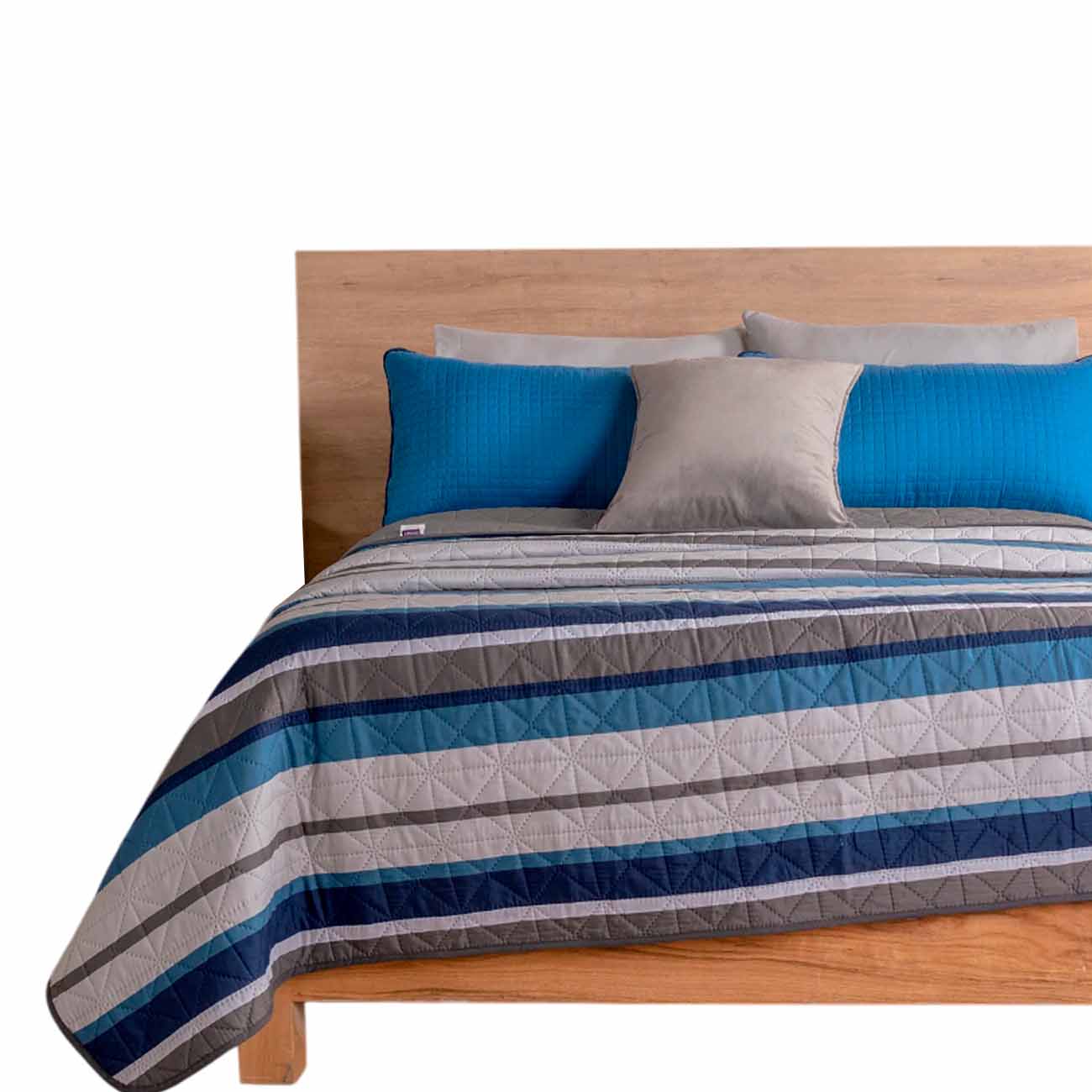 Edredón Boston ind. con 1 funda de almohada velvet gris y 1 cojin grafito
