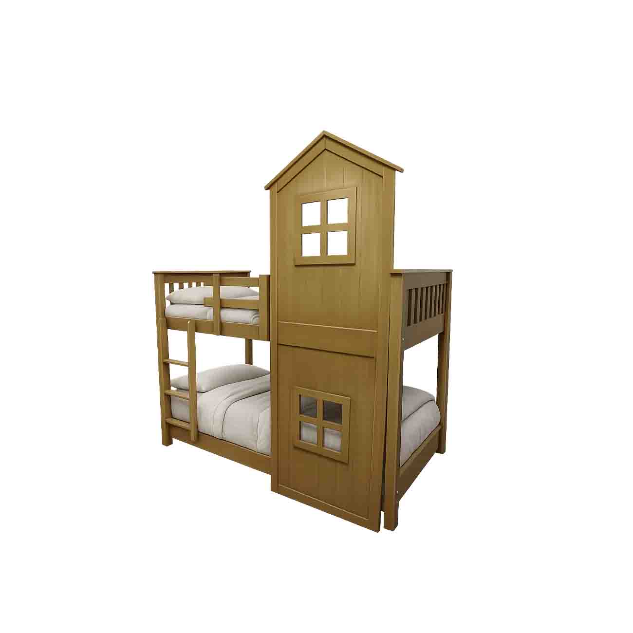 Litera infantil estilo cabaña color encino