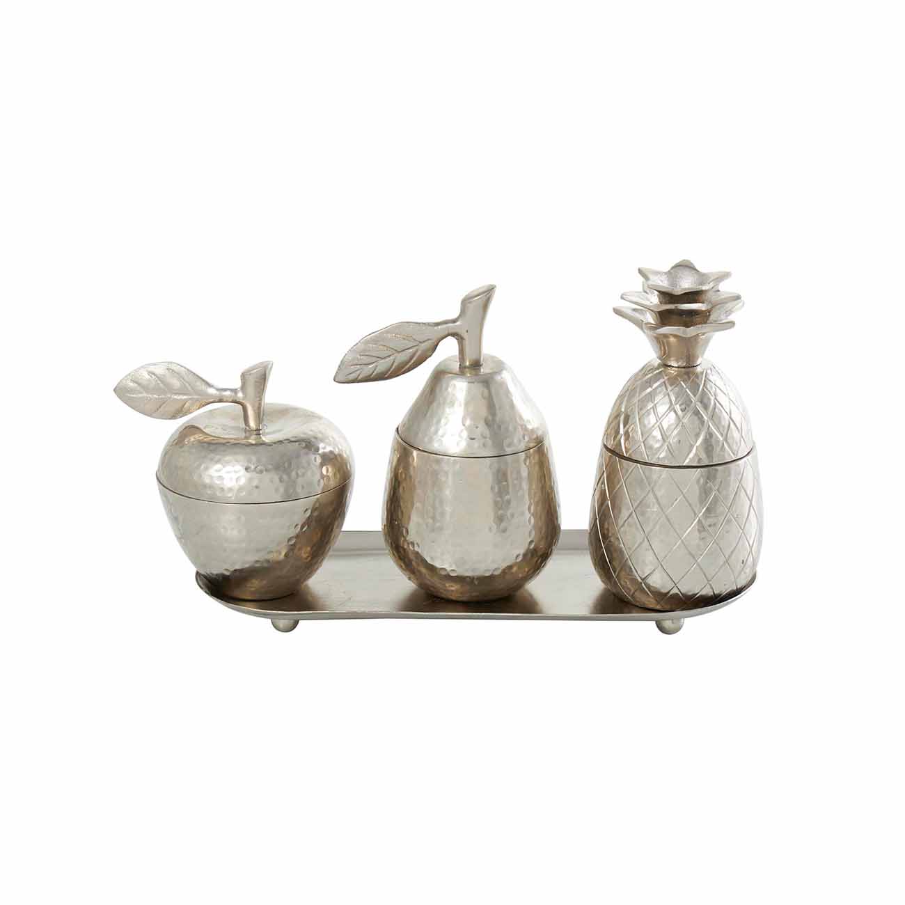 Juego de 3 frutas decorativas en aluminio