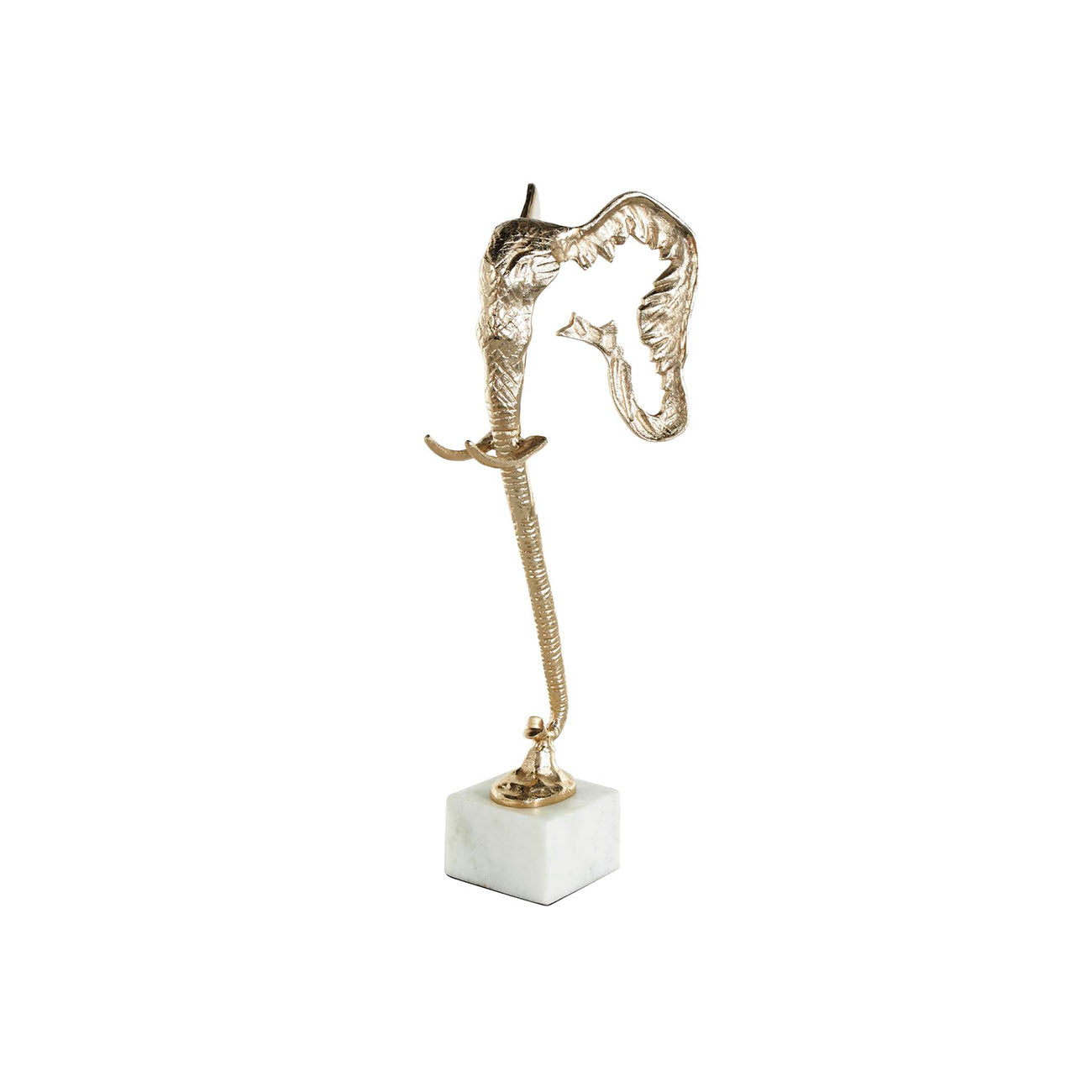 Escultura decorativa con silueta de elefante en dorado con base de marmol