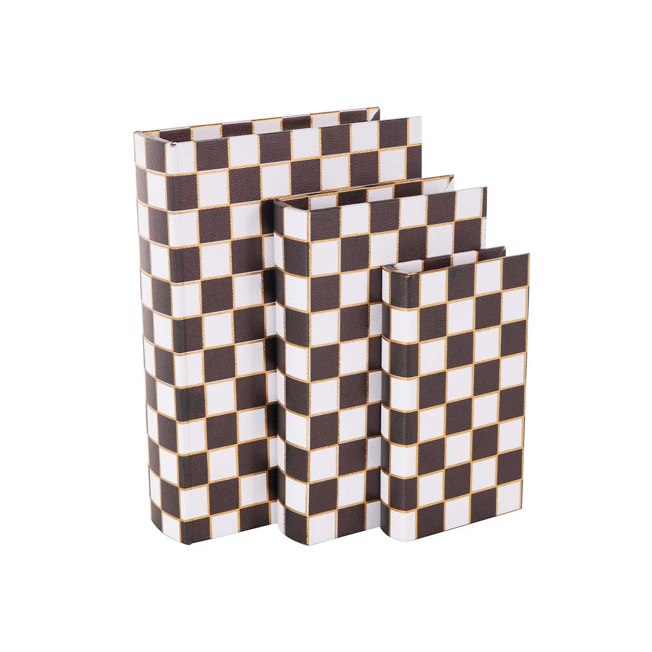 Juego de 3 Cajas decorativas de libros con piel sintetica