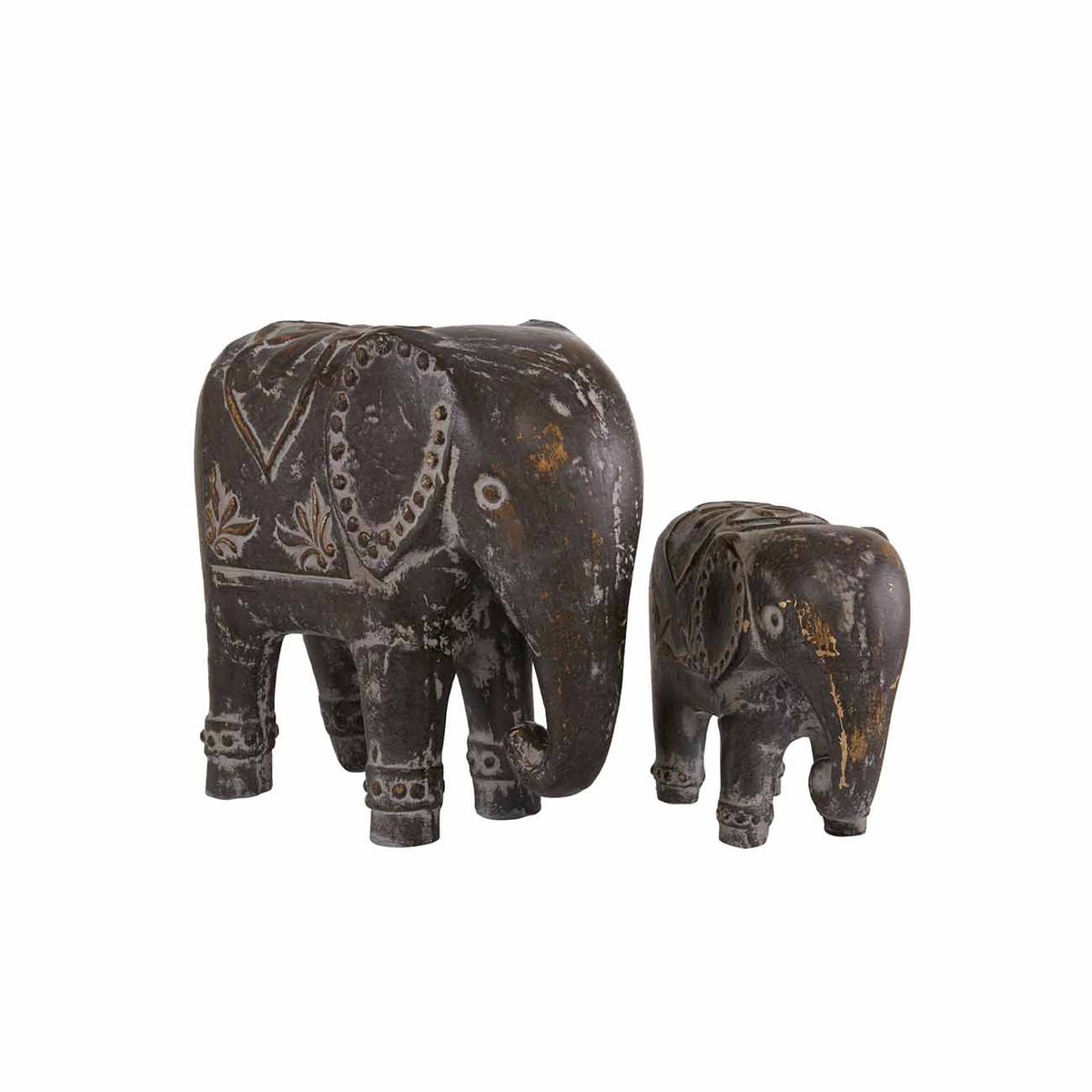 Juego de 2 esculturas de elefante de ceramica negra