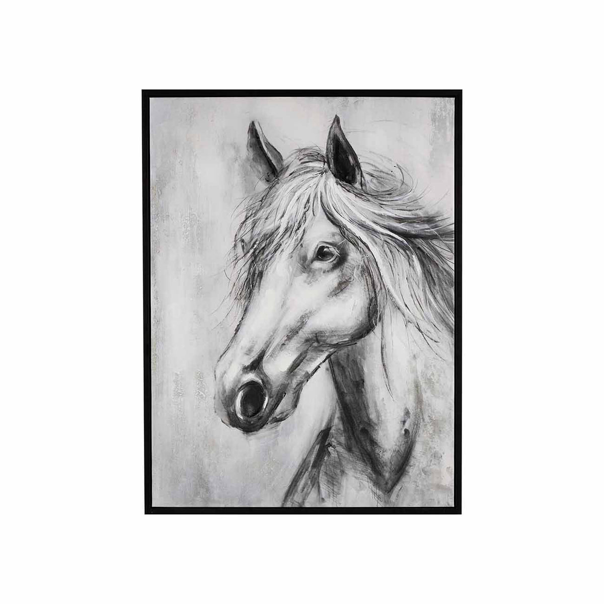 Cuadro enmarcado con diseño de caballo dibujado a mano