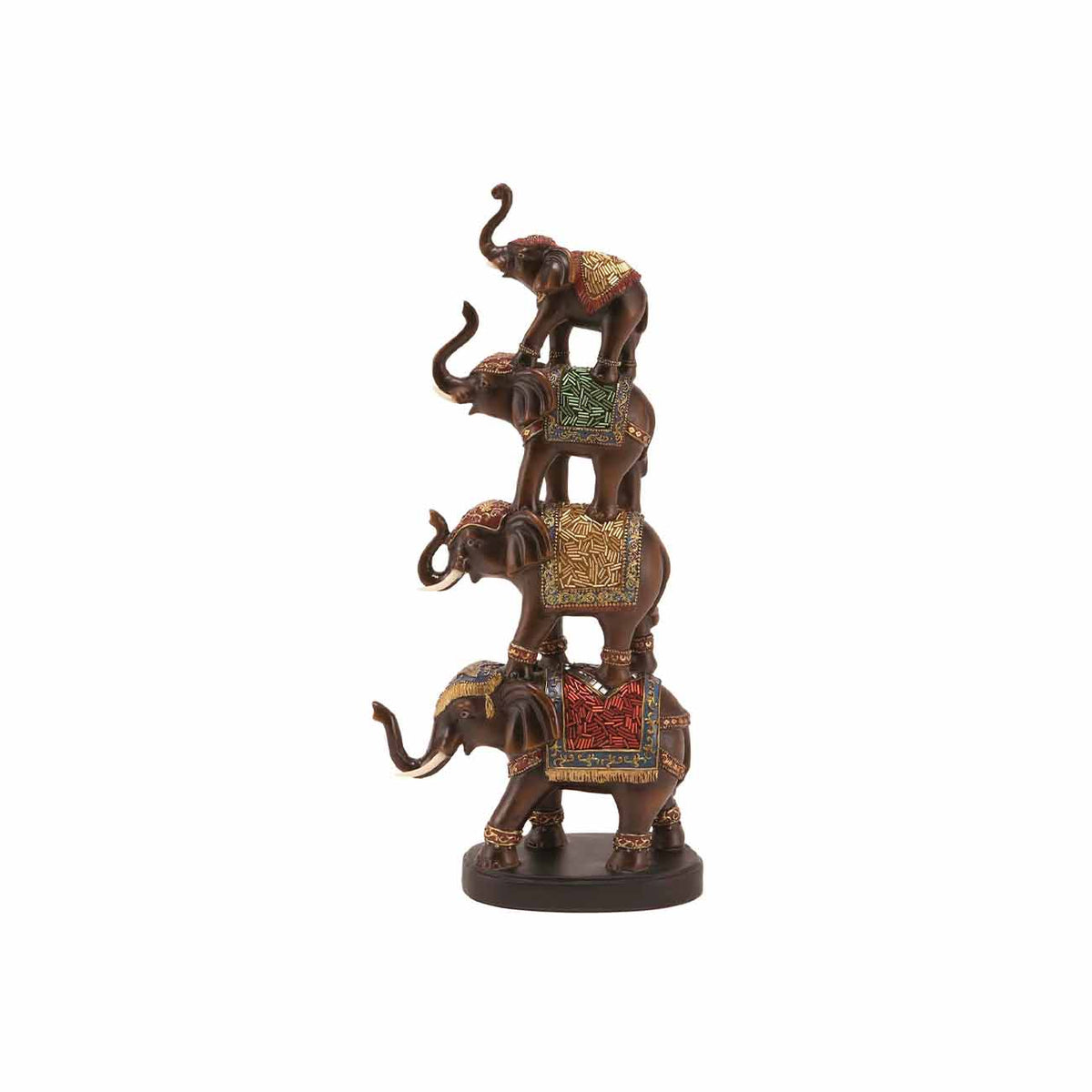 Escultura de elefantes en polipiedra marron