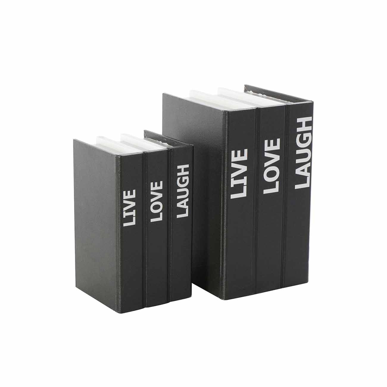 Juego de 2 cajas decorativas de lona negra con letras blancas