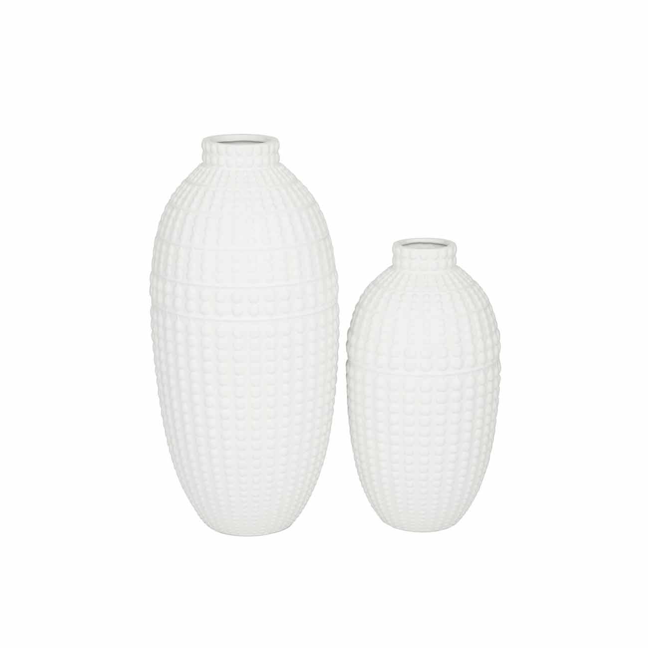 Juego de 2 jarrones de ceramica blanca