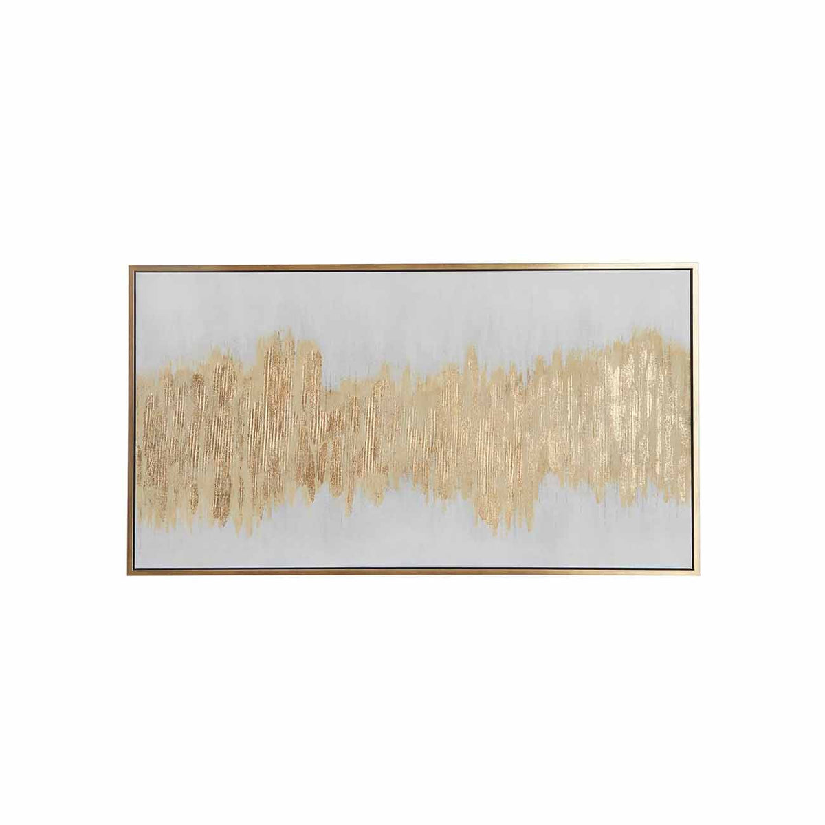 arte de pared abstracto horizontal alargado con detalles en dorado texturizado
