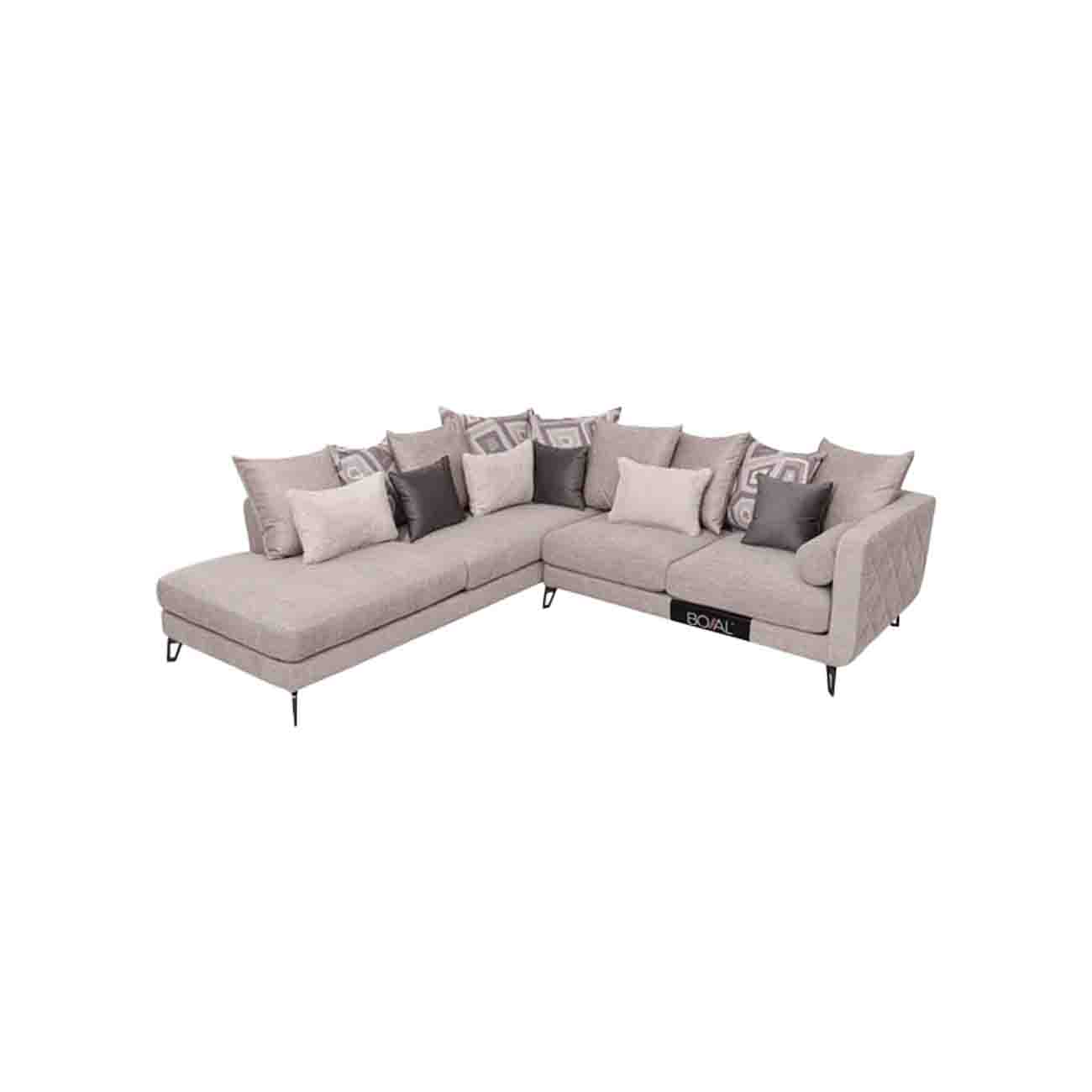 Sala esquinera Heaven color beige con cojines decorativos