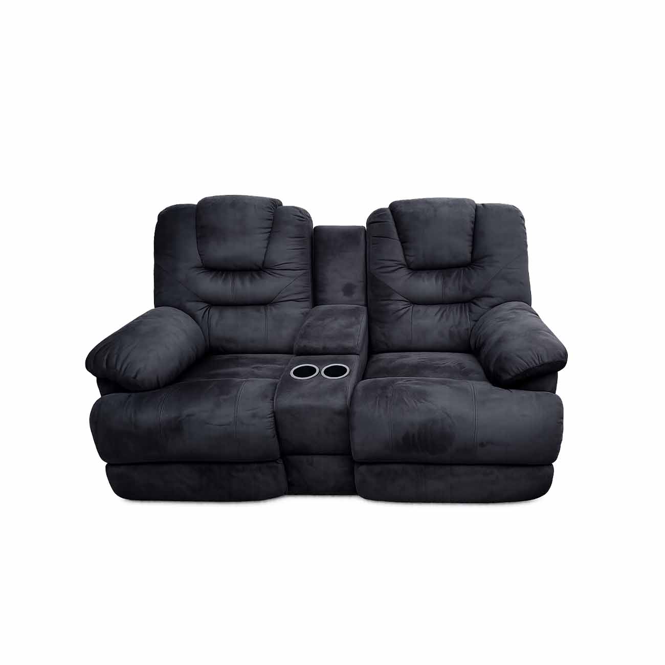 Love seat c/ consola y 2 porta vasos modelo Bari color negro