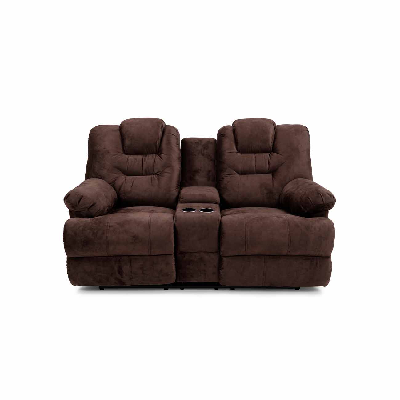 Love seat c/ consola y 2 porta vasos modelo Bari color chocolate