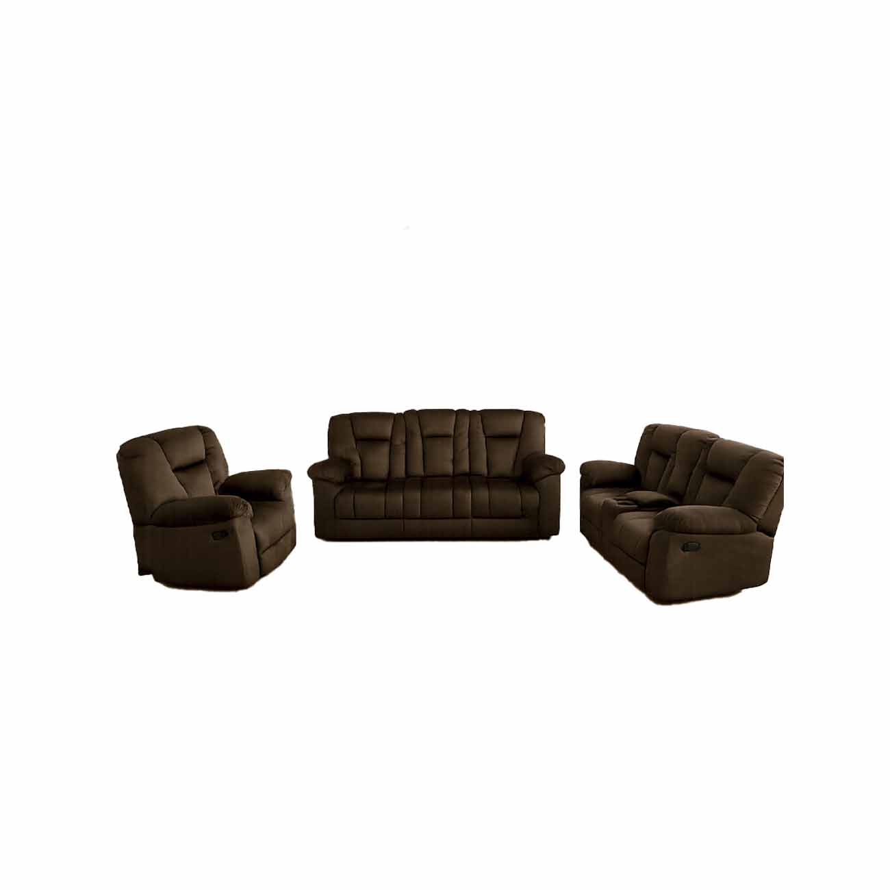 Sala 321 modelo Road buster color cafe con un reclinable individual