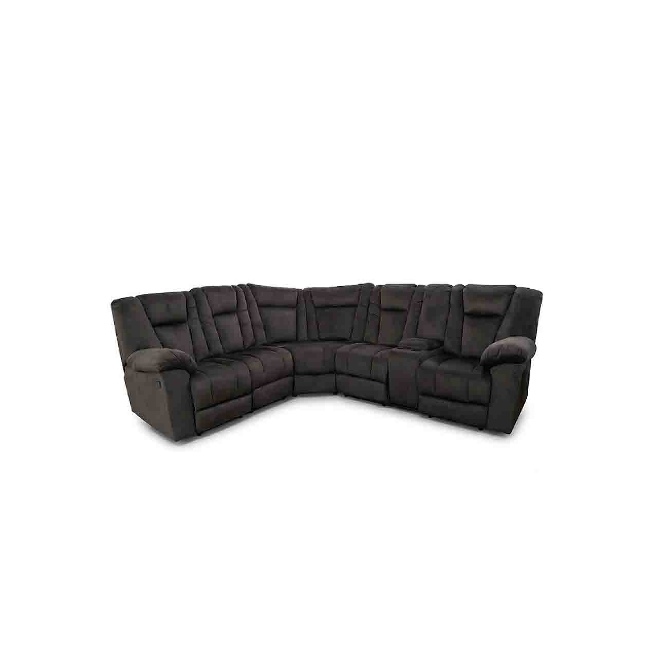 Sala media luna Road buster color cafe 1 consola, 2 reclinables de gatillo