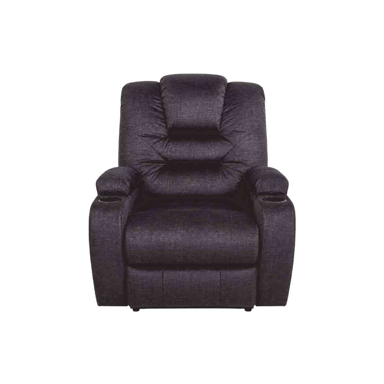 Reclinable Barricello color negro terciopelo electrico con porta vasos y masaje