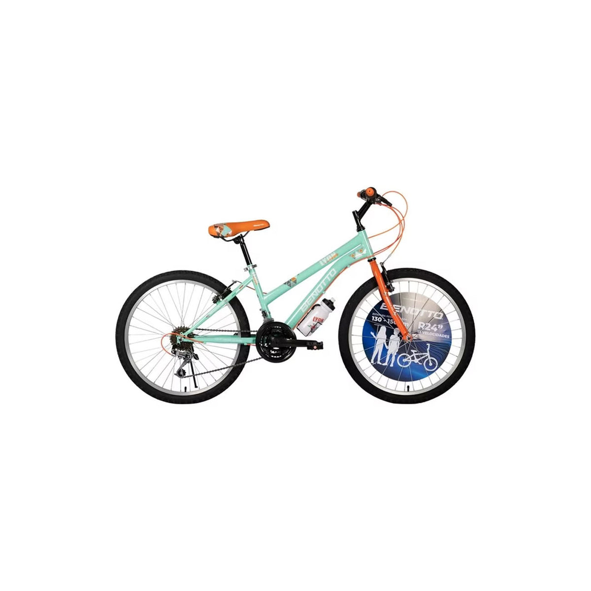BICICLETA DE MONTAÑA LYON R24 18V. MUJER FRENOS "V" ACERO AQUA/NARANJA TALLA:UN MARCA BENOTTO