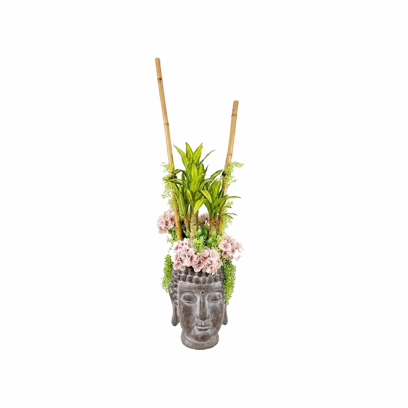 JARRON DECORATIVO BUDA CON HORTENSIAS