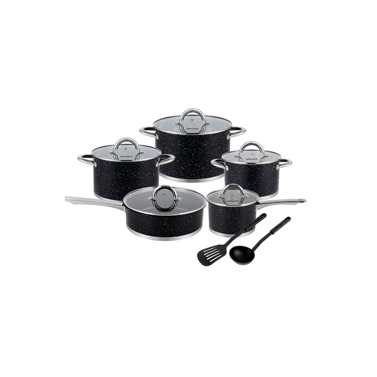 BATERIA DE COCINA ACERO INOX CON ANTIADHERENTE 12 PCS MEDIANOCHE