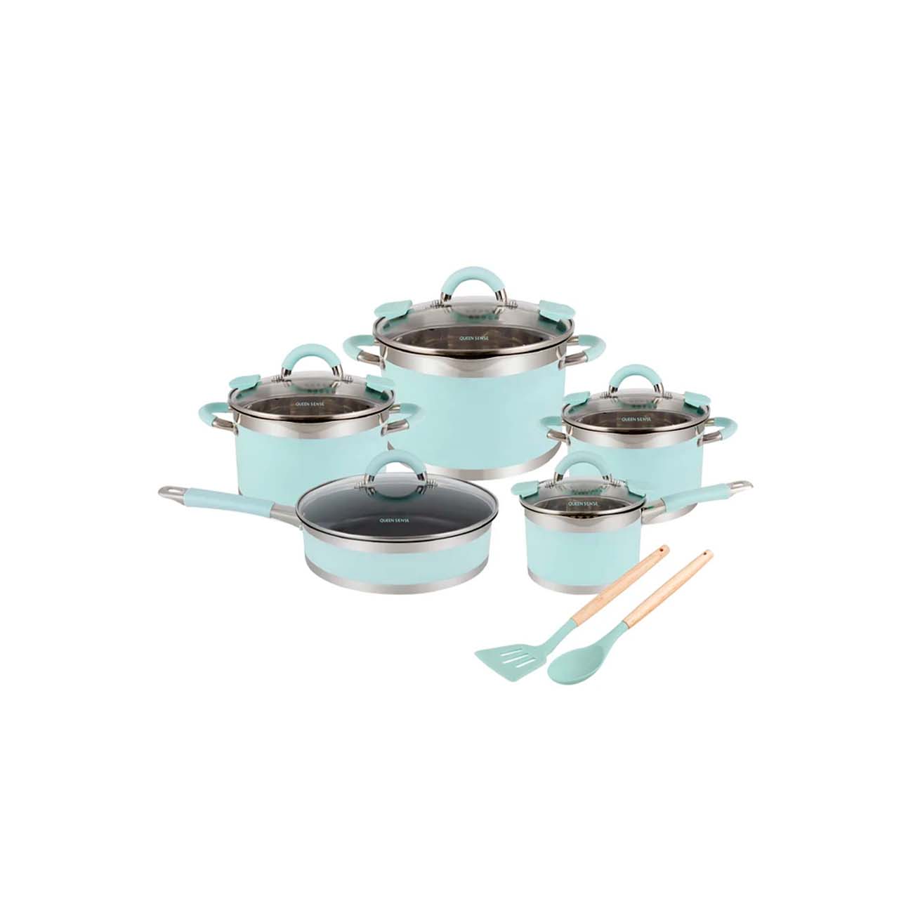 BATERIA DE COCINA ACERO INOX CON ANTIADHERENTE 12 PCS MENTA