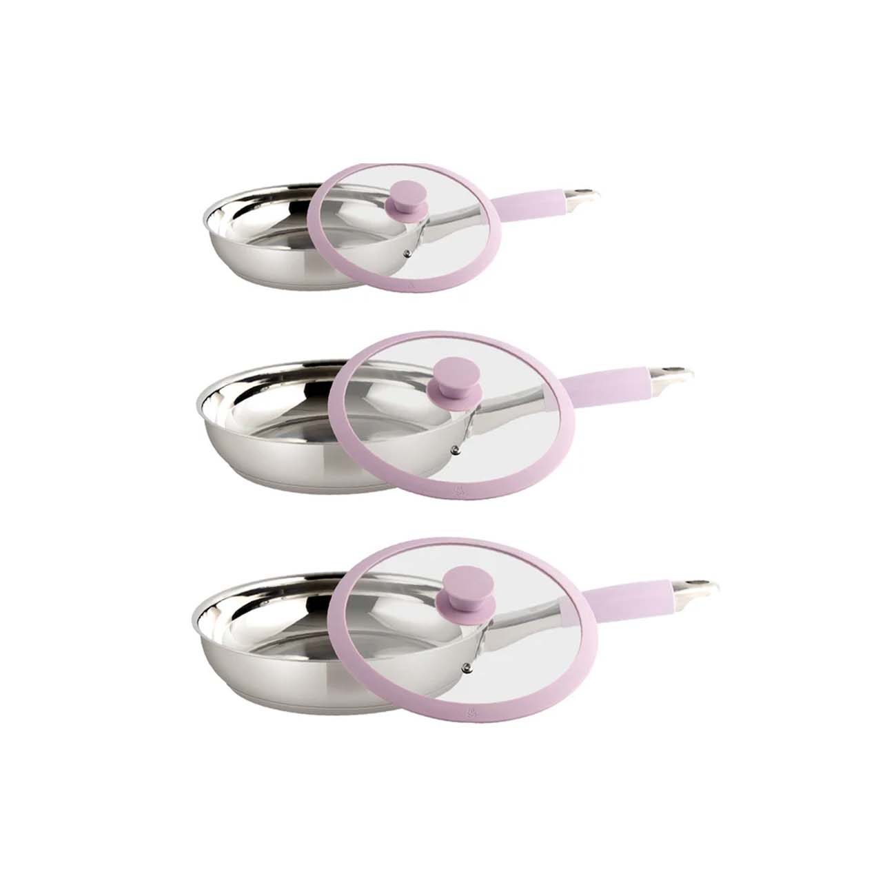 JUEGO DE SARTENES ACERO INOX 6 PIEZAS MORADO