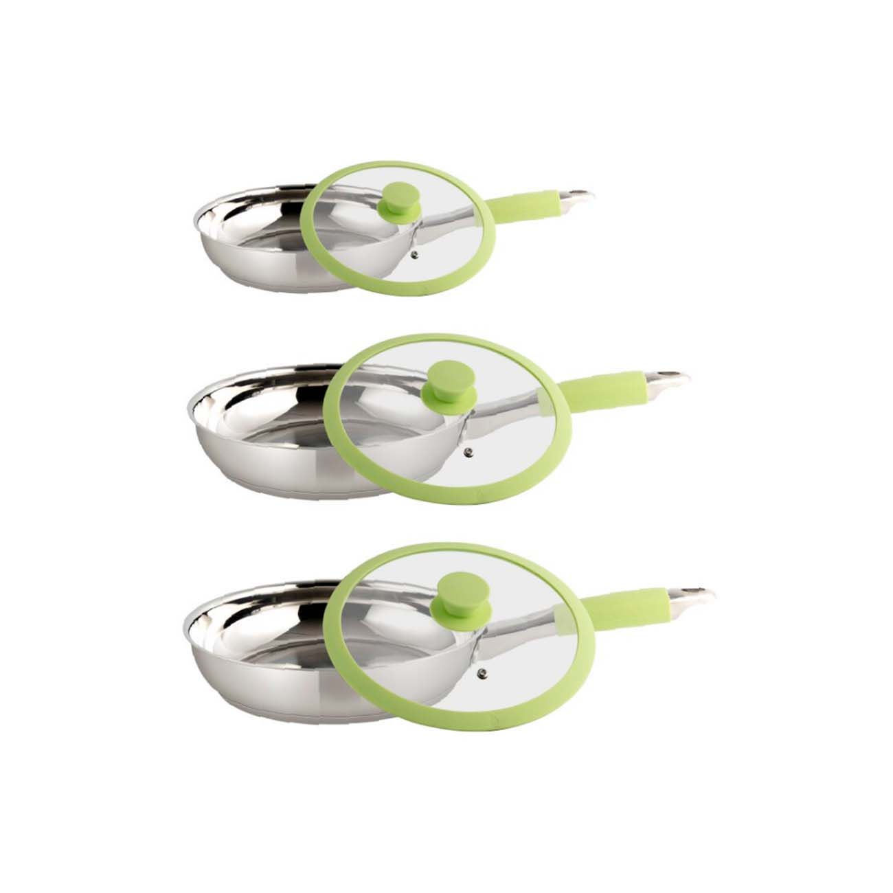 JUEGO DE SARTENES ACERO INOX 6 PIEZAS VERDE