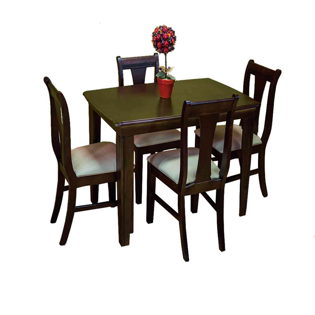 Comedor Greco de 4 sillas color nogal