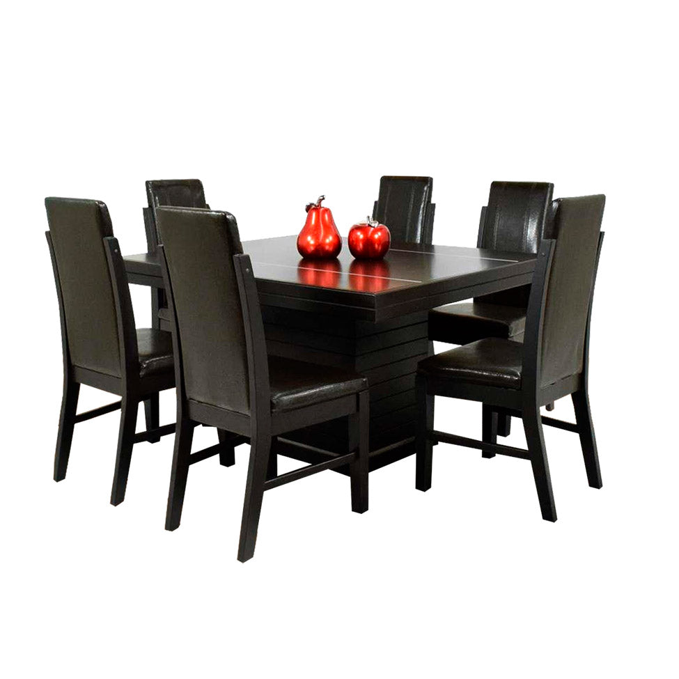 Comedor Dubai de 6 sillas color chocolate