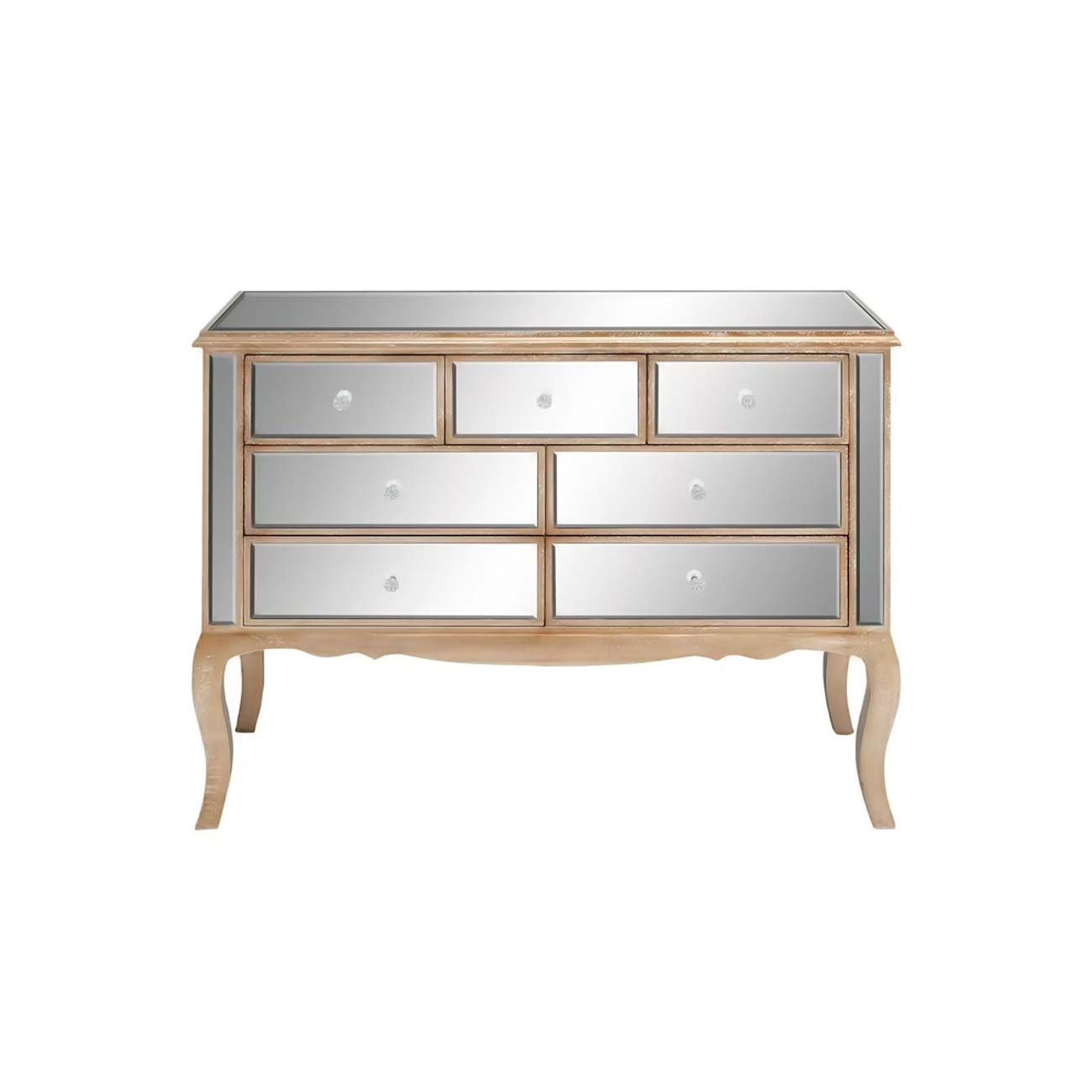 Consola de madera color champán con espejo