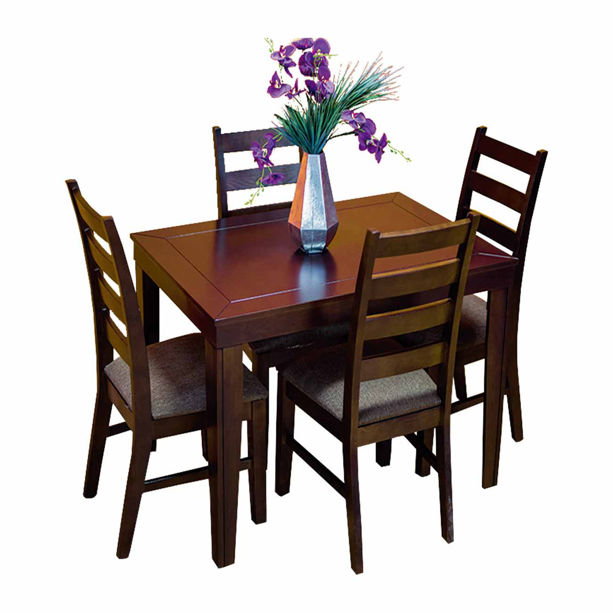 Comedor Barcelona de 4 sillas color nogal