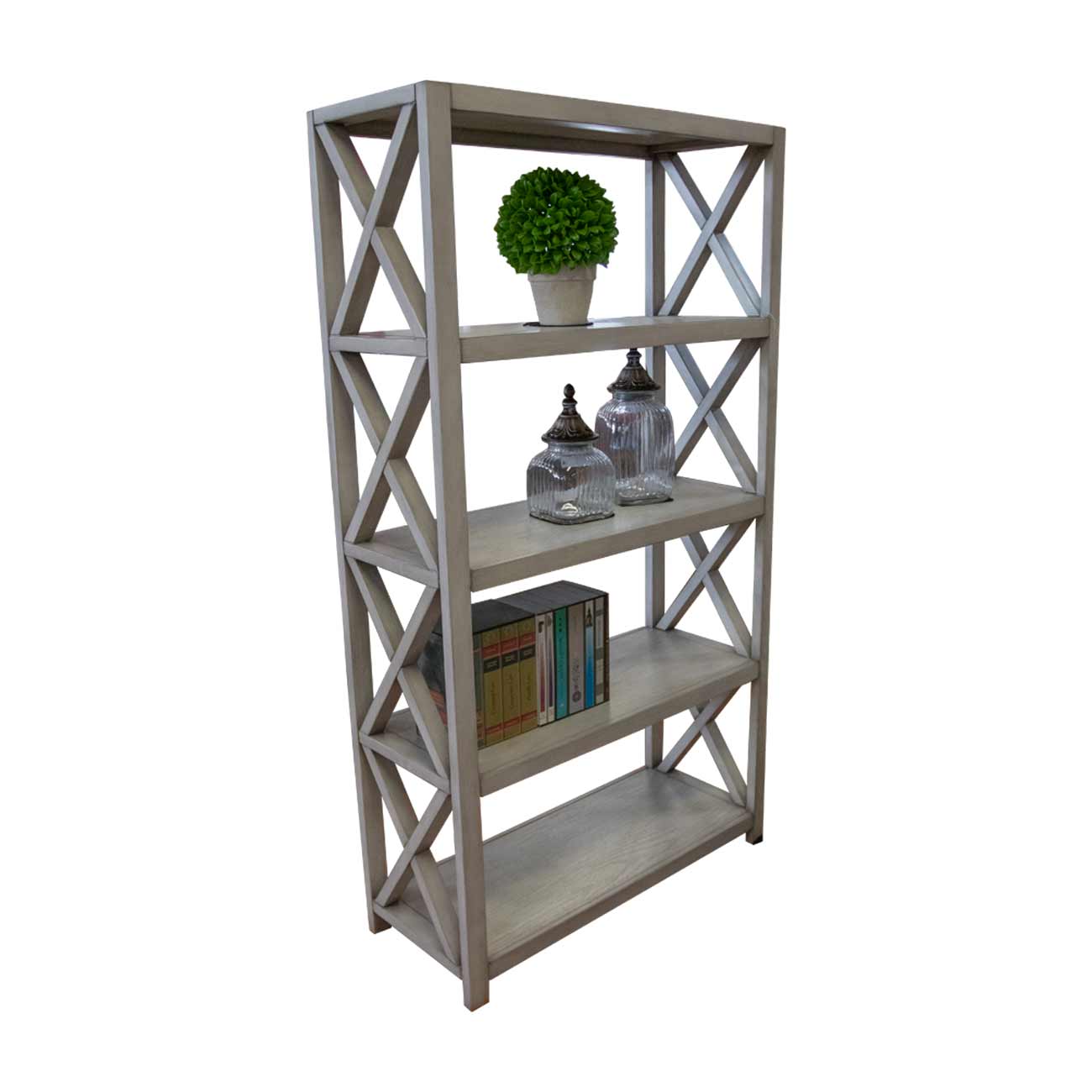 Librero Albani contemporáneo en fina madera color gris