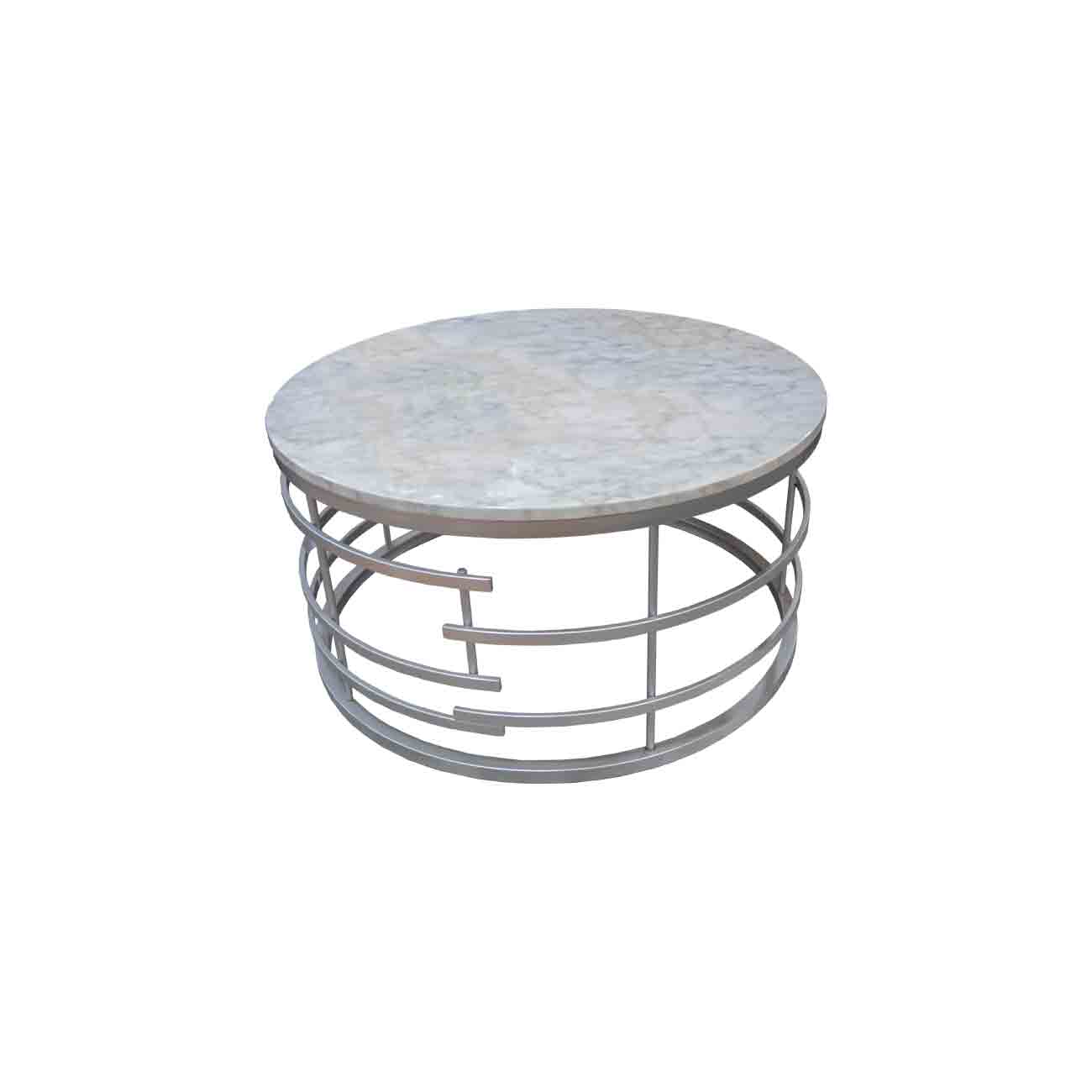 Mesa de centro redonda color plateada