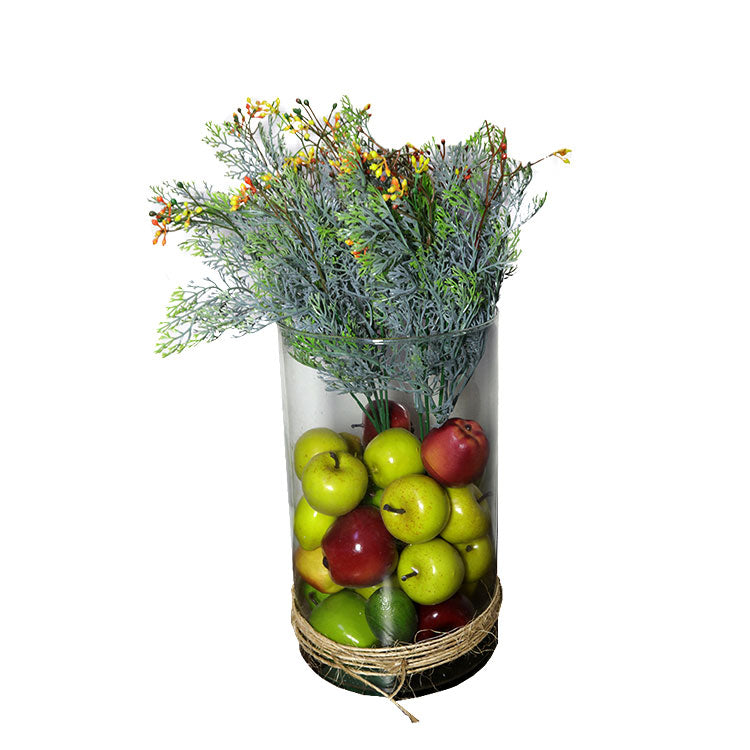 CILINDRO DE VIDRIO GDE CON MANZANAS