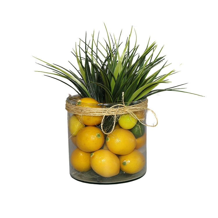 CILINDRO DE VIDRIO MEDIANO CON LIMONES