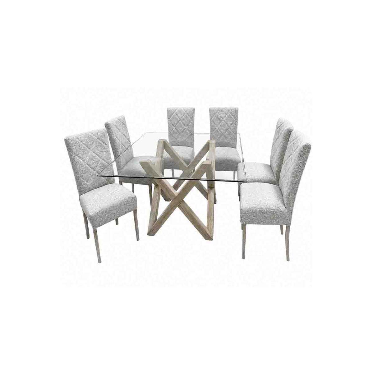 Comedor cuadrado Sky de luxe de 6 sillas con vidrio gris
