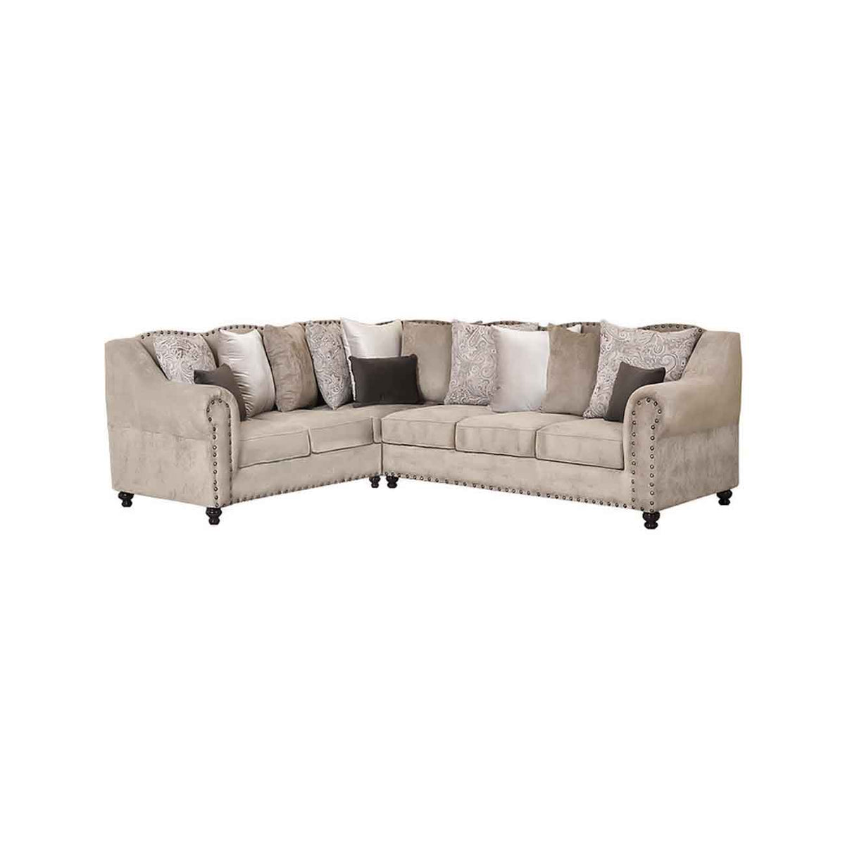 Sala modular Ferrara color beige con cojines decorativos