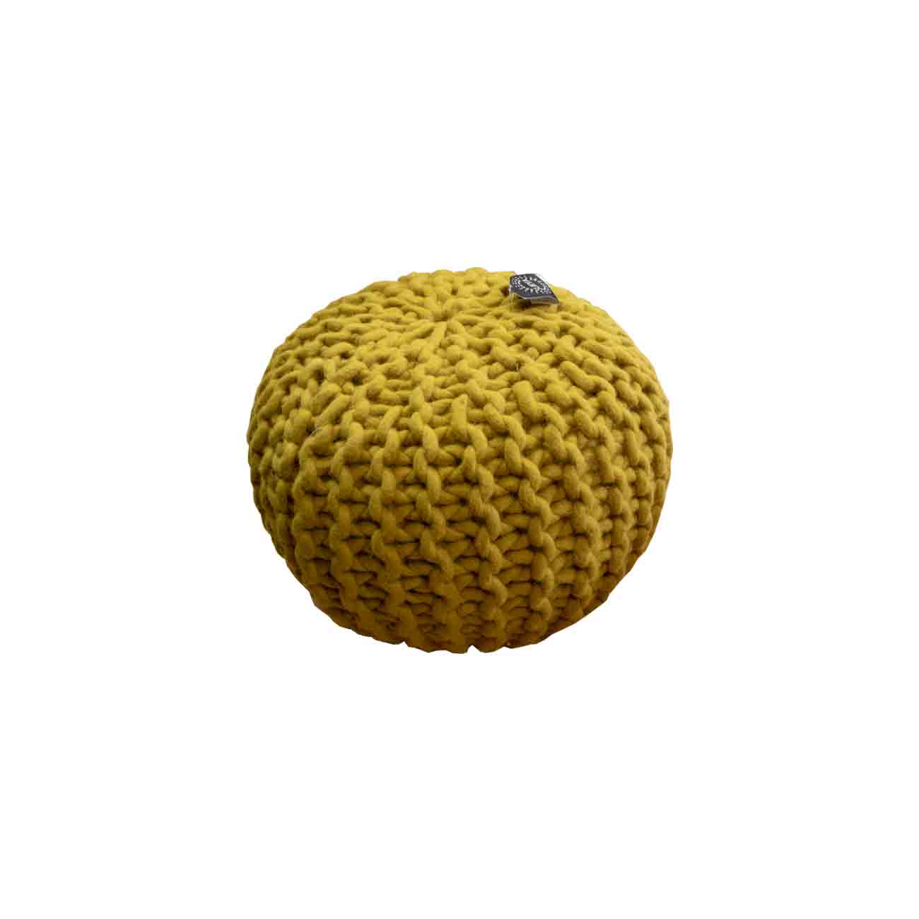 Puff de tela en color mostaza
